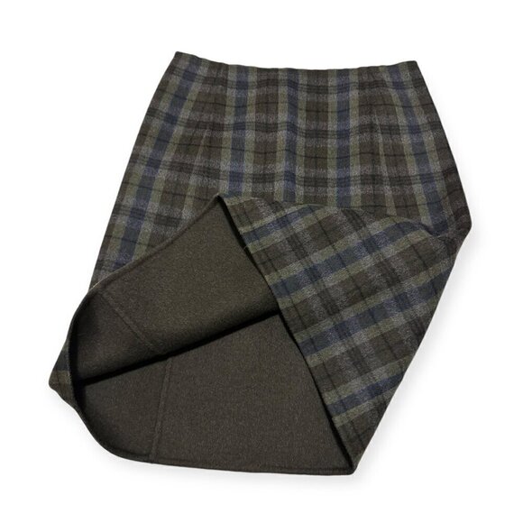 Prada Plaid Wool/Angora Straight Skirt,  Size 44 Italy, Gray, Blue, Brown - Picture 6 of 14